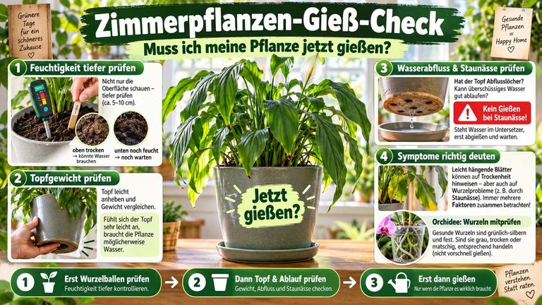 Zimmerpflanzen-Gieß-Check: Muss ich meine Pflanze jetzt gießen?