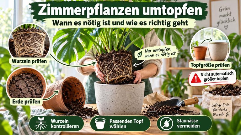Zimmerpflanzen umtopfen: Wann es nötig ist und wie es richtig geht